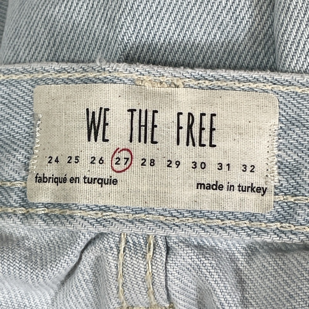 We The Free Jeans Womens Size 27 Light Wash Distressed Raw Hem Cotton Skater - Picture 3 of 13